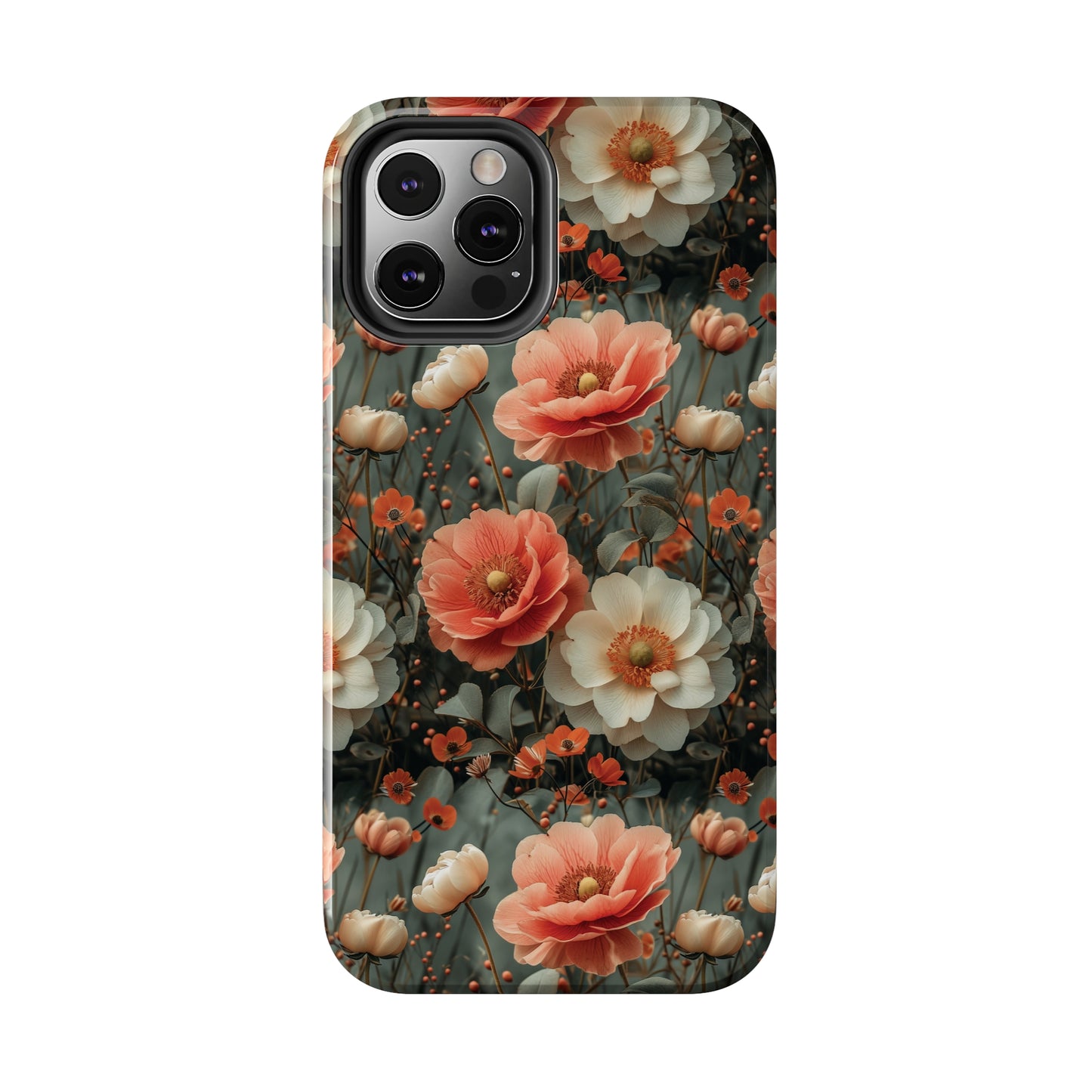 Elegant Peach Flowers Protective Cover, Botanical Garden design Tough Phone Case compatible with a large variety of iphone models