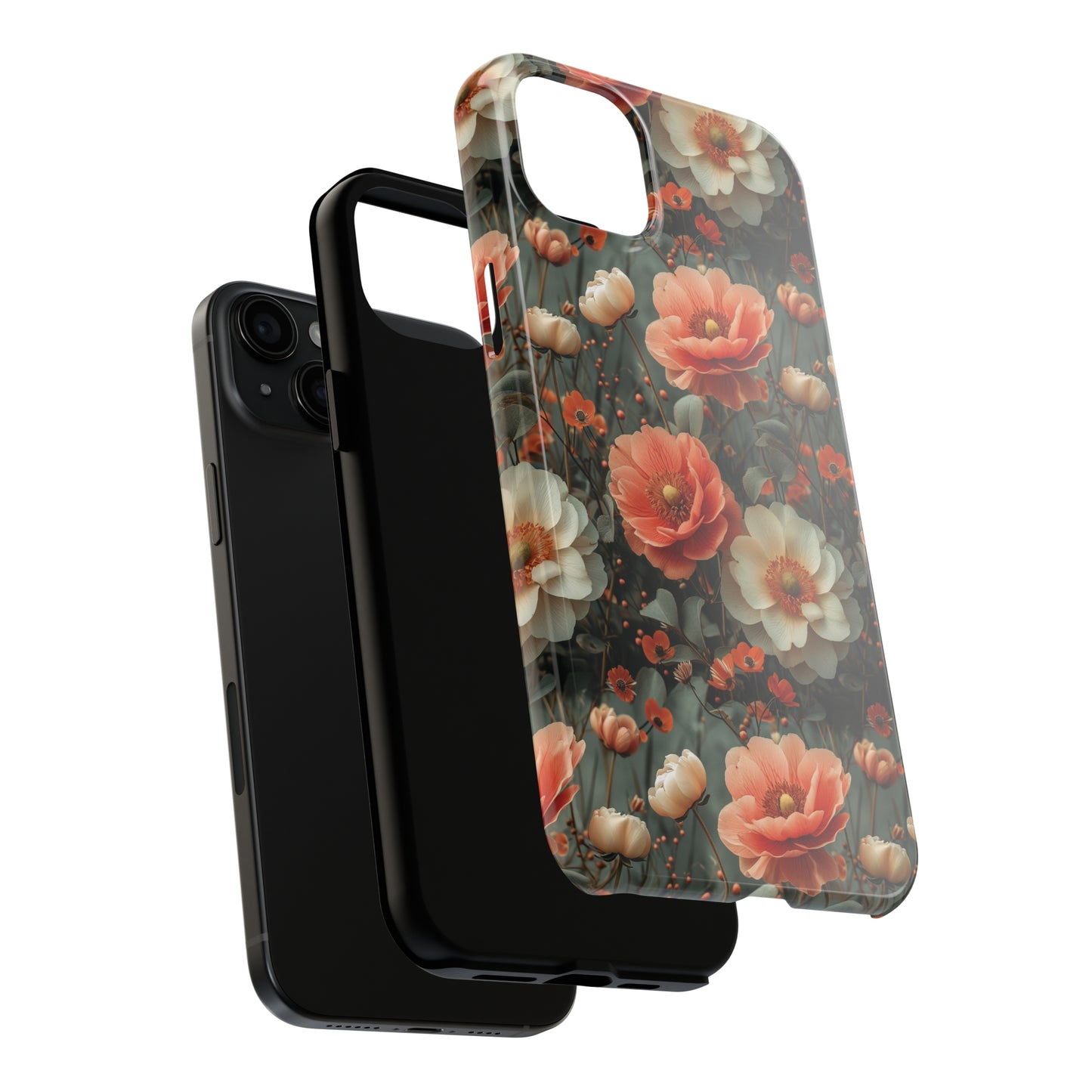 Elegant Peach Flowers Protective Cover, Botanical Garden design Tough Phone Case compatible with a large variety of iphone models