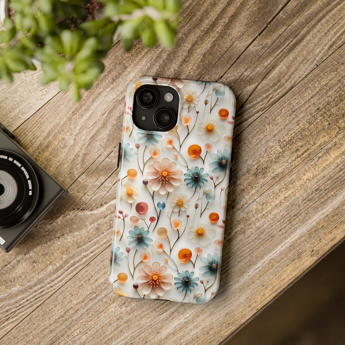 3D Glass Flower Pattern Design Tough Phone Case compatible with a large variety of iPhone models, Phone Case, Birthday Gift