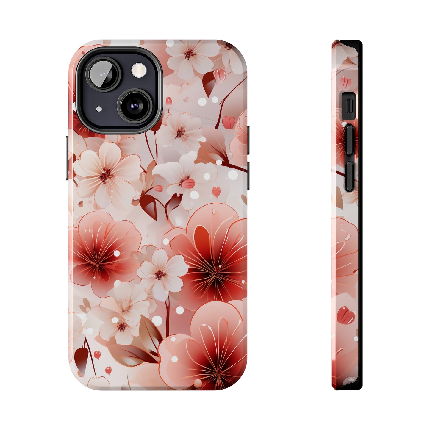 Pink Floral Pattern Design Tough Phone Case compatible with a large variety of iPhone models, Gift, Phone Case