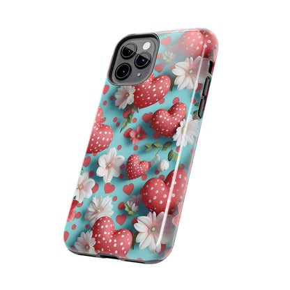 Polka Dot Hearts Digital print Design Tough Phone Case compatible with a large variety of iPhone models, Gift, Phone Case