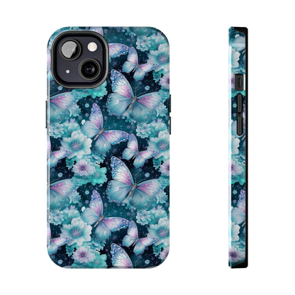 Blue and Purple Butterflies Digital print Design Tough Phone Case compatible with a large variety of iPhone models, Gift, Phone Case