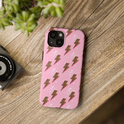 Cheetah Print Lightning Bolts Design Phone Case- Lightweight, Impact Resistant Cover for iPhone 6, 6s, 12, 13, 14, 15