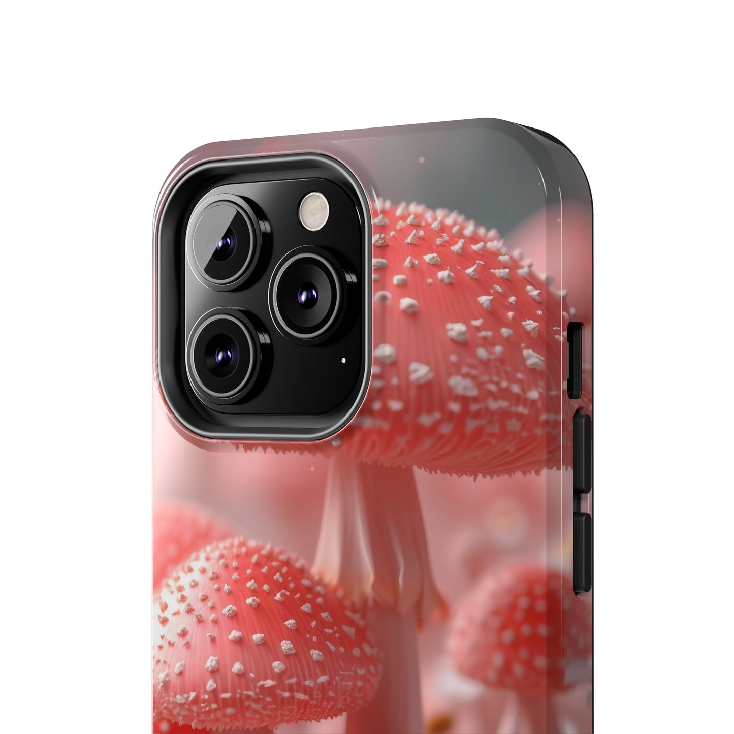 Whimsical Pink Mushrooms and Daisies Design Tough Phone Case compatible with a large variety of iPhone models, Gift, Phone Case