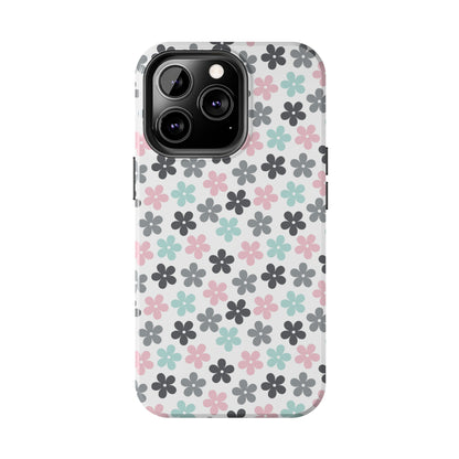 Pastel Groovy Flowers print design Tough Phone Case compatible with a large variety of iphone models