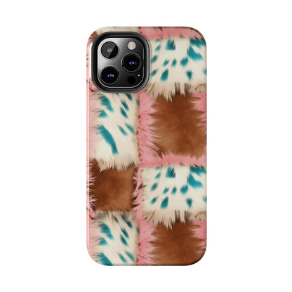 Modern Cowgirl Cowhide Design Pattern Print Tough Phone Case compatible with a large variety of phone models, Phone Case, Gift