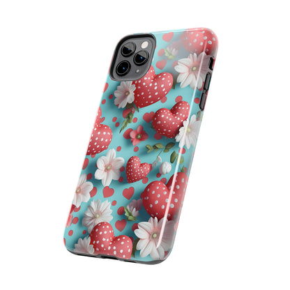 Polka Dot Hearts Digital print Design Tough Phone Case compatible with a large variety of iPhone models, Gift, Phone Case