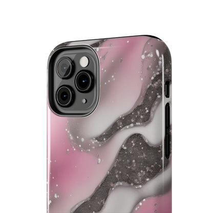 Waves of Pink and Black Pattern print design Tough Phone Case compatible with a large variety of phone models, Phone Case