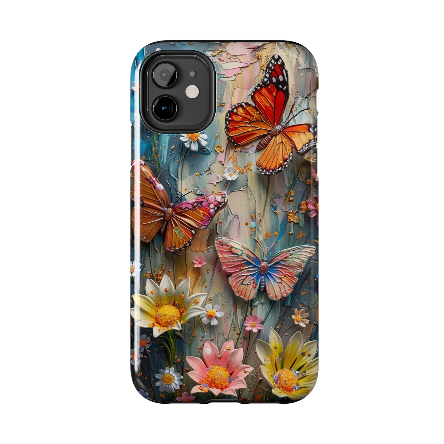 Butterfly Floral Art iPhone Case, Vibrant Nature-Inspired Protective Phone Cover compatible with a large variety of iPhone models, Phone Case, Gift