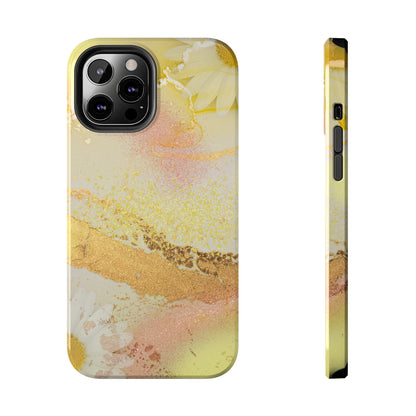 Yellow and Rose Gold Marble design Tough Phone Case compatible with a large variety of iPhone models, Gift, Phone