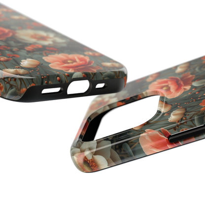 Elegant Peach Flowers Protective Cover, Botanical Garden design Tough Phone Case compatible with a large variety of iphone models