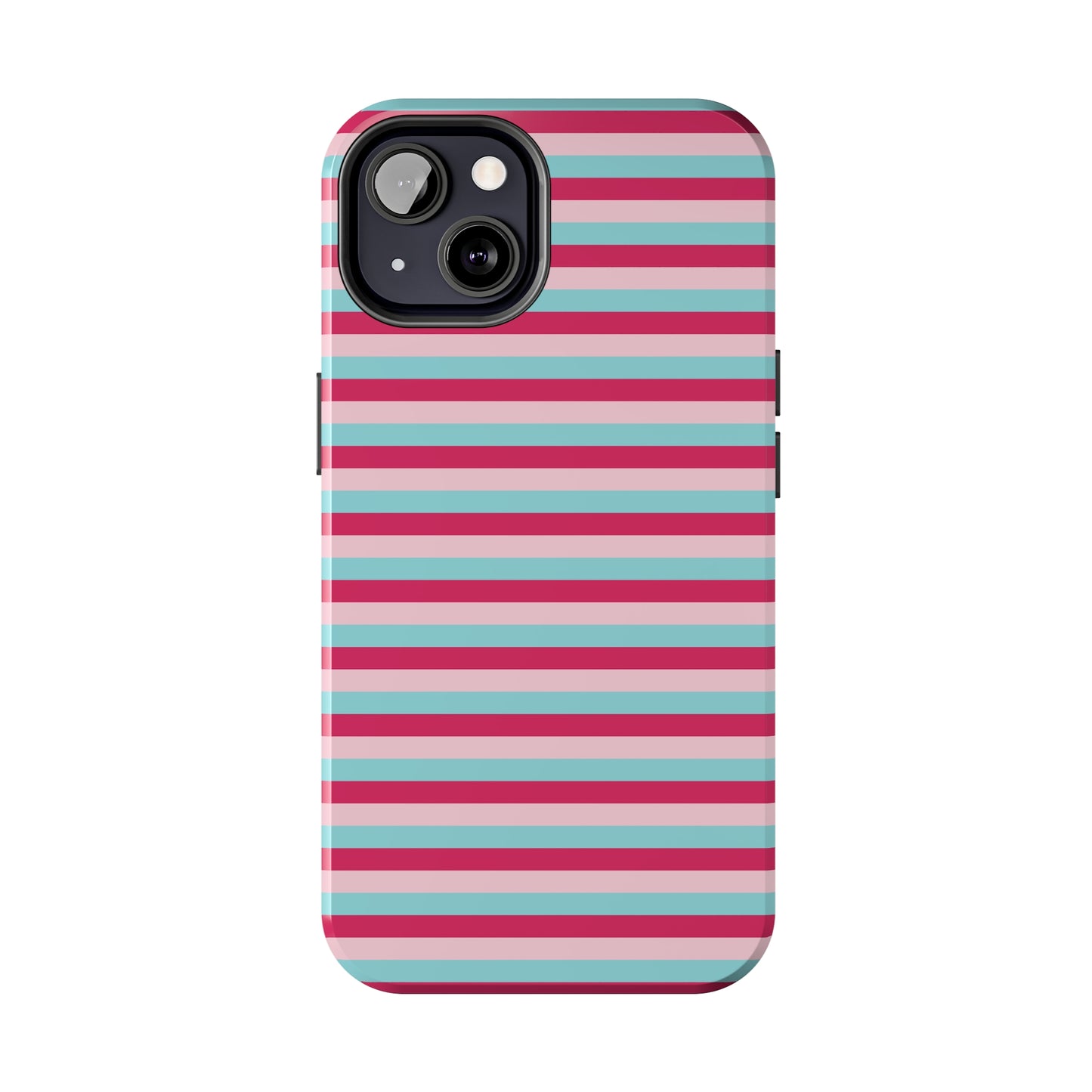 Pink and Blue Girly Stripe print Design Tough Phone Case compatible with a large variety of iPhone models, Gift, Phone Case