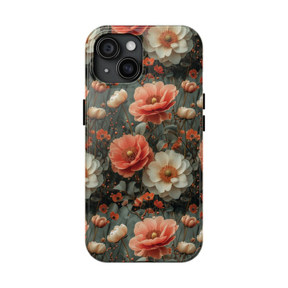 Elegant Peach Flowers Protective Cover, Botanical Garden design Tough Phone Case compatible with a large variety of iphone models