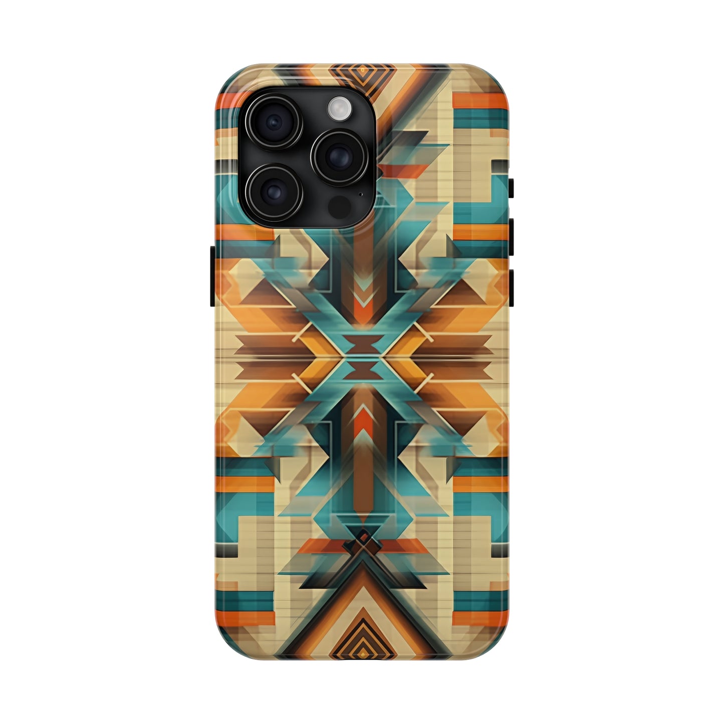 Beautiful Blue and Cream Native American Pattern Design Tough Phone Case compatible with a large variety of iPhone models, Gift, Phone Case