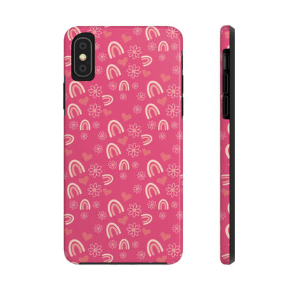 Dark Pink Boho2 Rainbow print Design Tough Phone Case compatible with a large variety of iPhone models, Gift, Phone Case