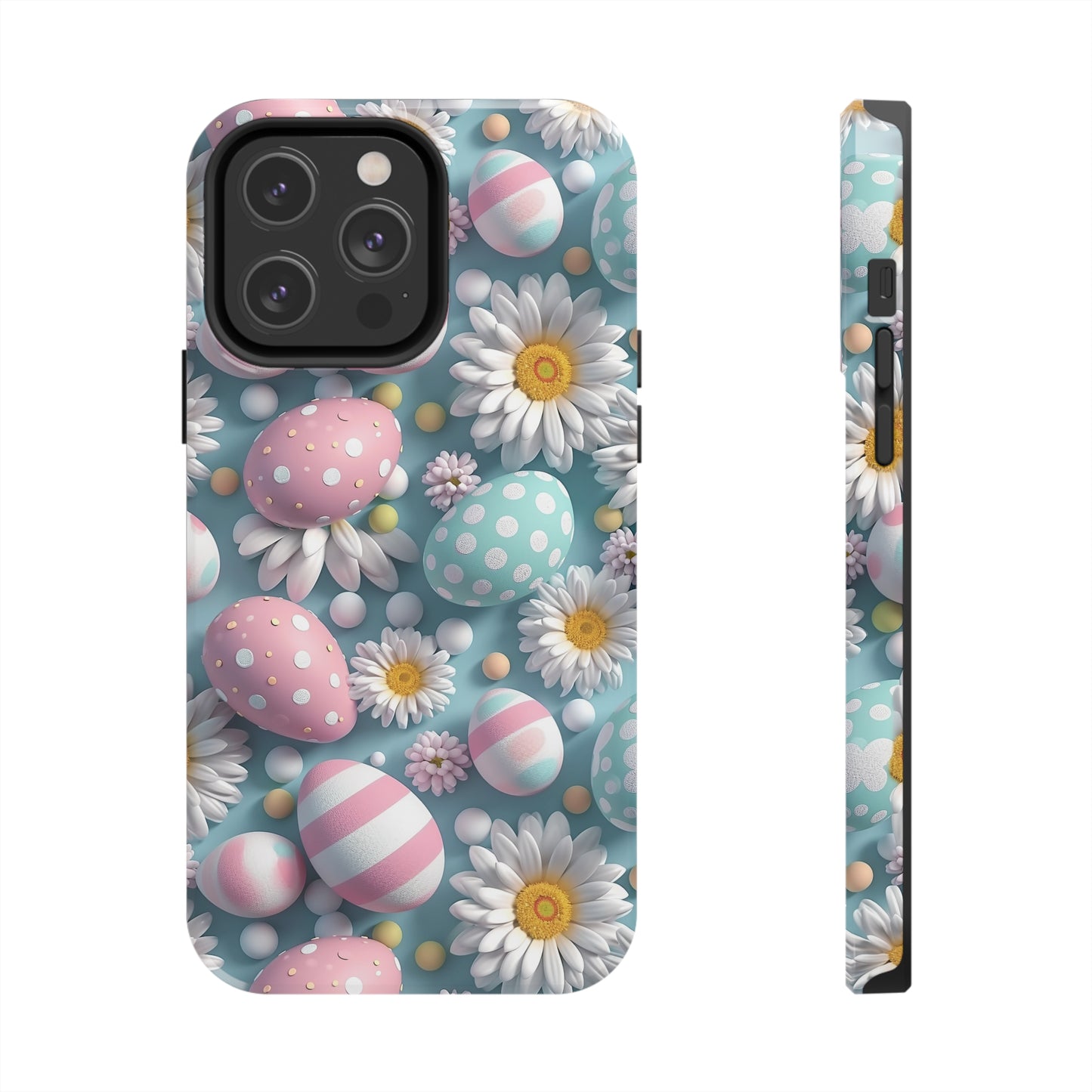 Easter Eggs and Daisies Digital print Design Tough Phone Case compatible with a large variety of iPhone models, Gift, Phone Case