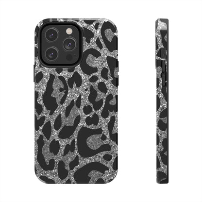 Silver and Black Leopard Design Phone Case- Lightweight, Impact Resistant Cover for iPhone 6, 6s, 12, 13, 14, 15