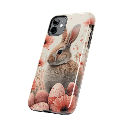 Watercolor Easter Bunny and Spring Flowers Design Phone Case- Lightweight, Impact Resistant Cover for iPhone 6, 6s, 12, 13, 14, 15