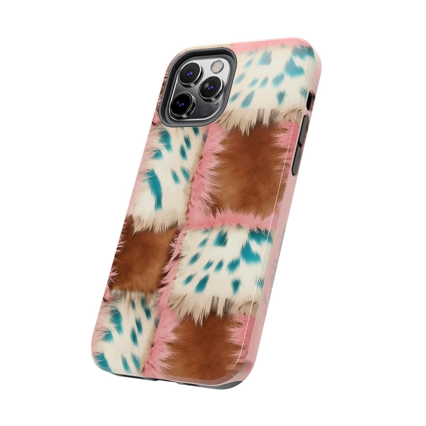 Modern Cowgirl Cowhide Design Pattern Print Tough Phone Case compatible with a large variety of phone models, Phone Case, Gift