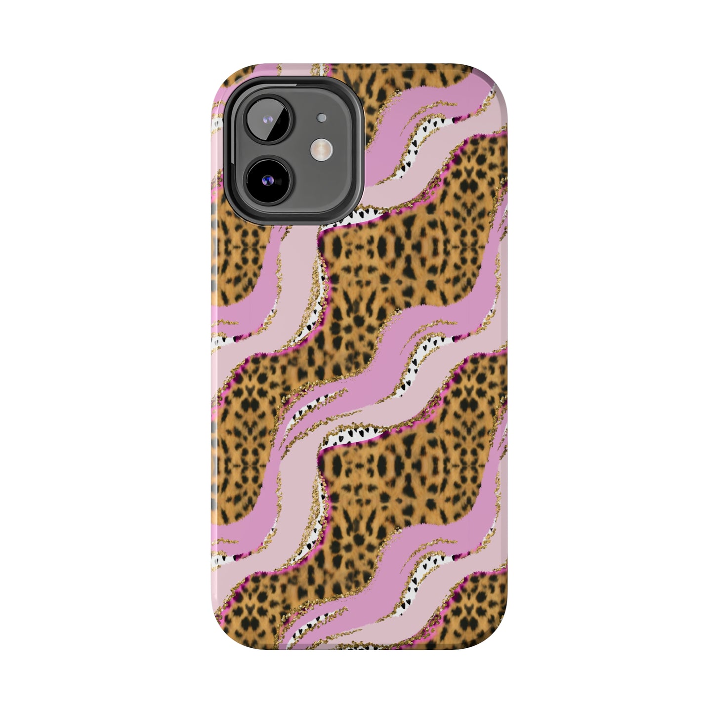 Cheetah Waves with Pink and Gold Design Phone Case- Lightweight, Impact Resistant Cover for iPhone 6, 6s, 12, 13, 14, 15