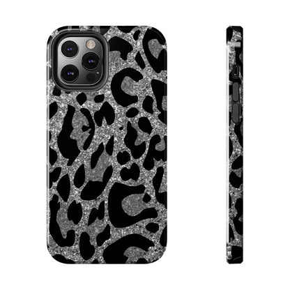 Silver and Black Leopard Design Phone Case- Lightweight, Impact Resistant Cover for iPhone 6, 6s, 12, 13, 14, 15