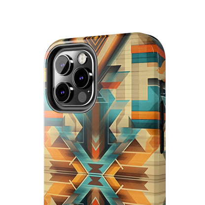 Beautiful Blue and Cream Native American Pattern Design Tough Phone Case compatible with a large variety of iPhone models, Gift, Phone Case