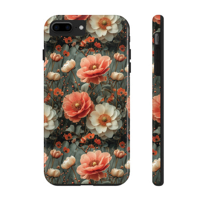 Elegant Peach Flowers Protective Cover, Botanical Garden design Tough Phone Case compatible with a large variety of iphone models