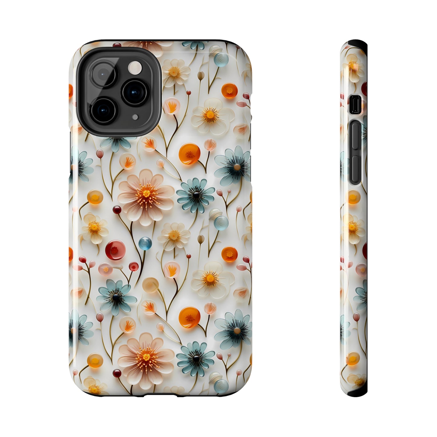 3D Glass Flower Pattern Design Tough Phone Case compatible with a large variety of iPhone models, Phone Case, Birthday Gift