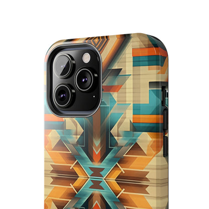 Beautiful Blue and Cream Native American Pattern Design Tough Phone Case compatible with a large variety of iPhone models, Gift, Phone Case