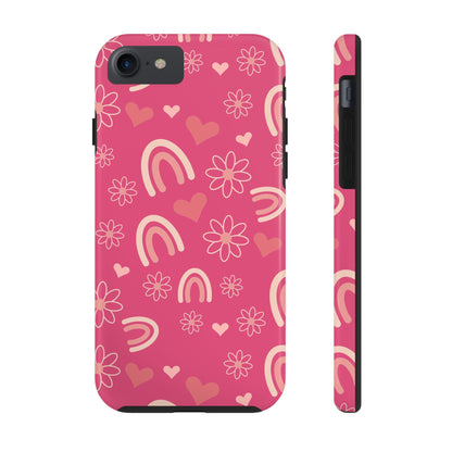 Dark Pink Boho Rainbow print Design Tough Phone Case compatible with a large variety of iPhone models, Gift, Phone Case