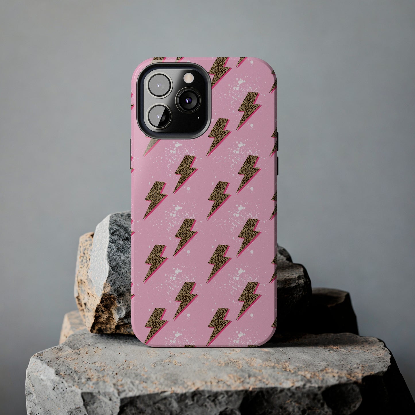 Cheetah Print Lightning Bolts Design Phone Case- Lightweight, Impact Resistant Cover for iPhone 6, 6s, 12, 13, 14, 15