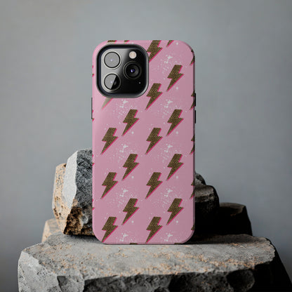 Cheetah Print Lightning Bolts Design Phone Case- Lightweight, Impact Resistant Cover for iPhone 6, 6s, 12, 13, 14, 15