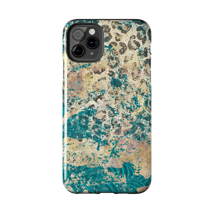 Western Turquoise and Cheetah Design Tough Phone Case compatible with a large variety of phone models, Gift, Phone Case