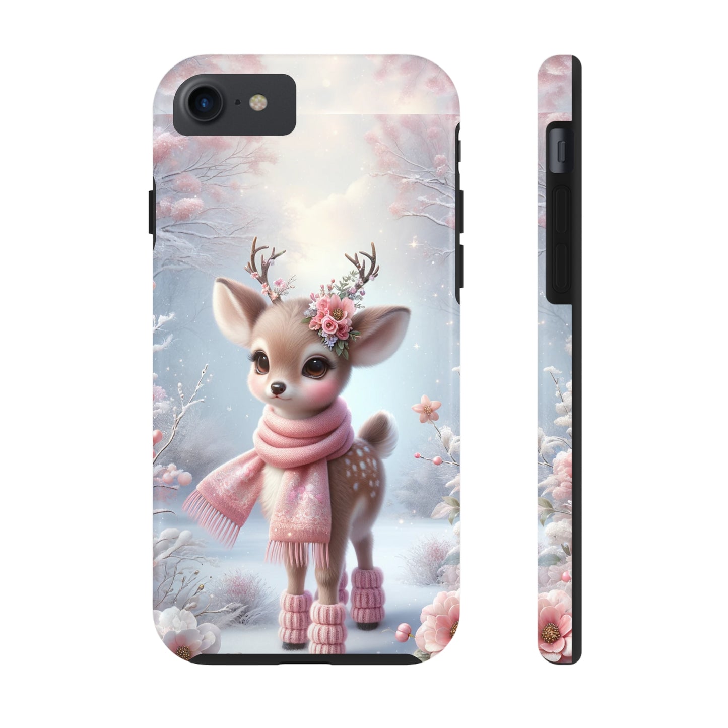 Cute Deer Winter Scene Pattern Design Tough Phone Case compatible with a large variety of iPhone models, Gift, Phone Case