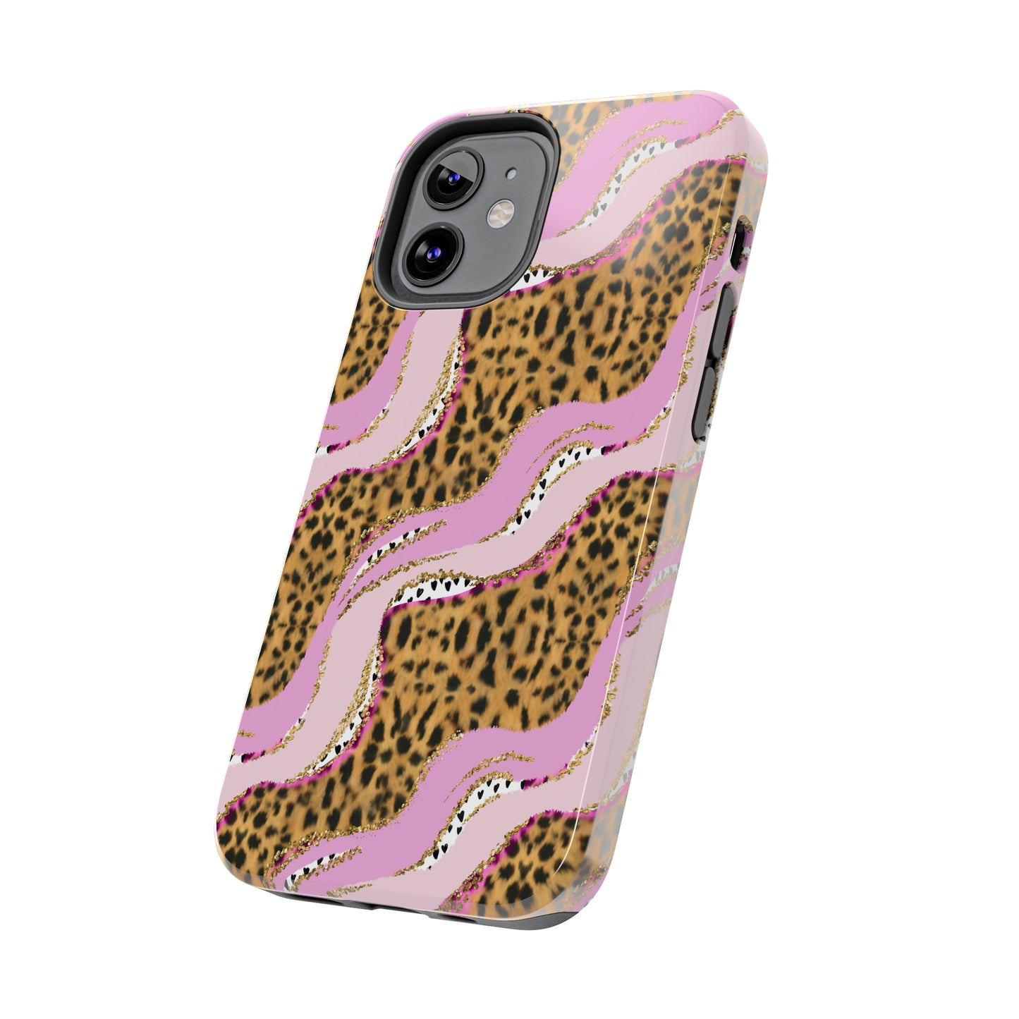 Cheetah Waves with Pink and Gold Design Phone Case- Lightweight, Impact Resistant Cover for iPhone 6, 6s, 12, 13, 14, 15