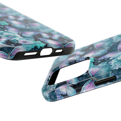 Blue and Purple Butterflies Digital print Design Tough Phone Case compatible with a large variety of iPhone models, Gift, Phone Case