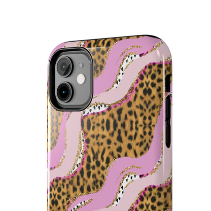 Cheetah Waves with Pink and Gold Design Phone Case- Lightweight, Impact Resistant Cover for iPhone 6, 6s, 12, 13, 14, 15