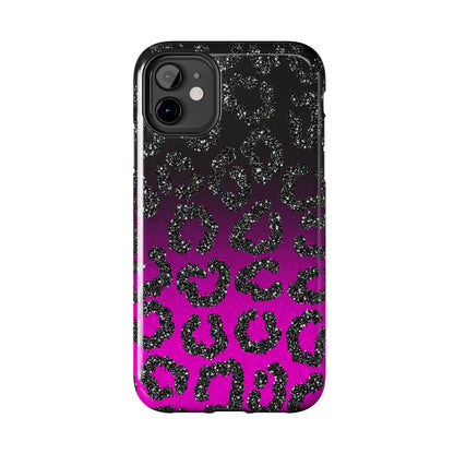 Pink and Black Ombre Leopard Design Phone Case- Lightweight, Impact Resistant Cover for iPhone 6, 6s, 12, 13, 14, 15