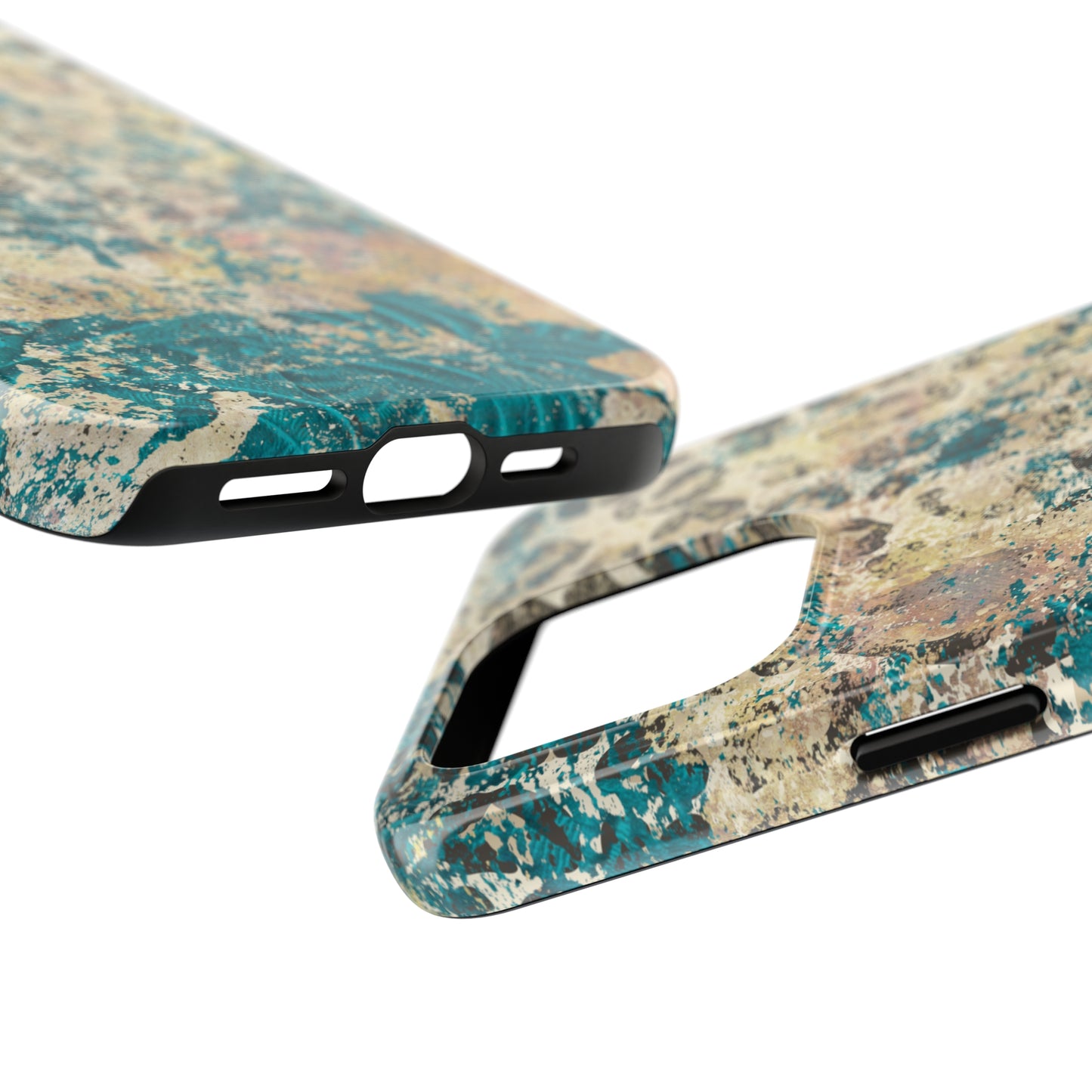 Western Turquoise and Cheetah Design Tough Phone Case compatible with a large variety of phone models, Gift, Phone Case