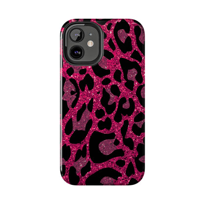 Pink and Black Leopard Design Phone Case- Lightweight, Impact Resistant Cover for iPhone 6, 6s, 12, 13, 14, 15