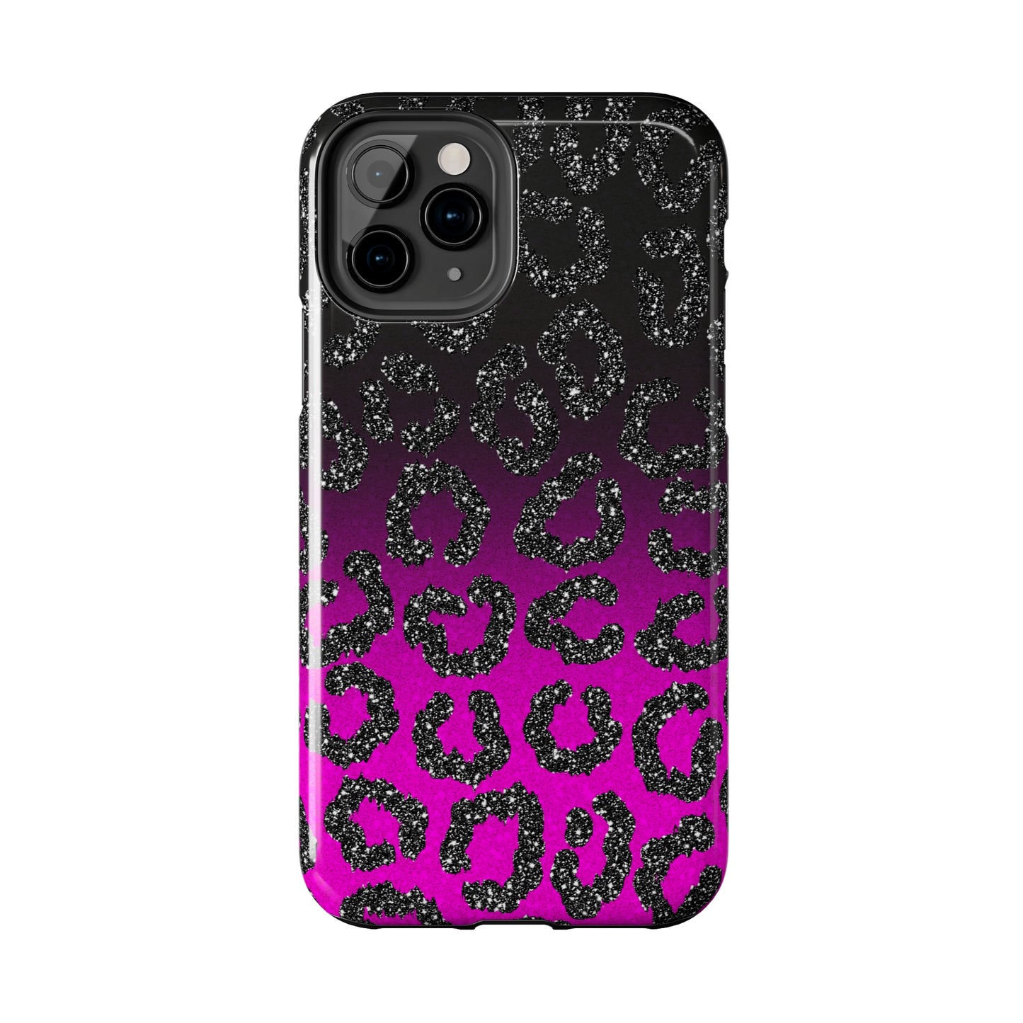 Pink and Black Ombre Leopard Design Phone Case- Lightweight, Impact Resistant Cover for iPhone 6, 6s, 12, 13, 14, 15