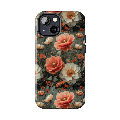 Elegant Peach Flowers Protective Cover, Botanical Garden design Tough Phone Case compatible with a large variety of iphone models