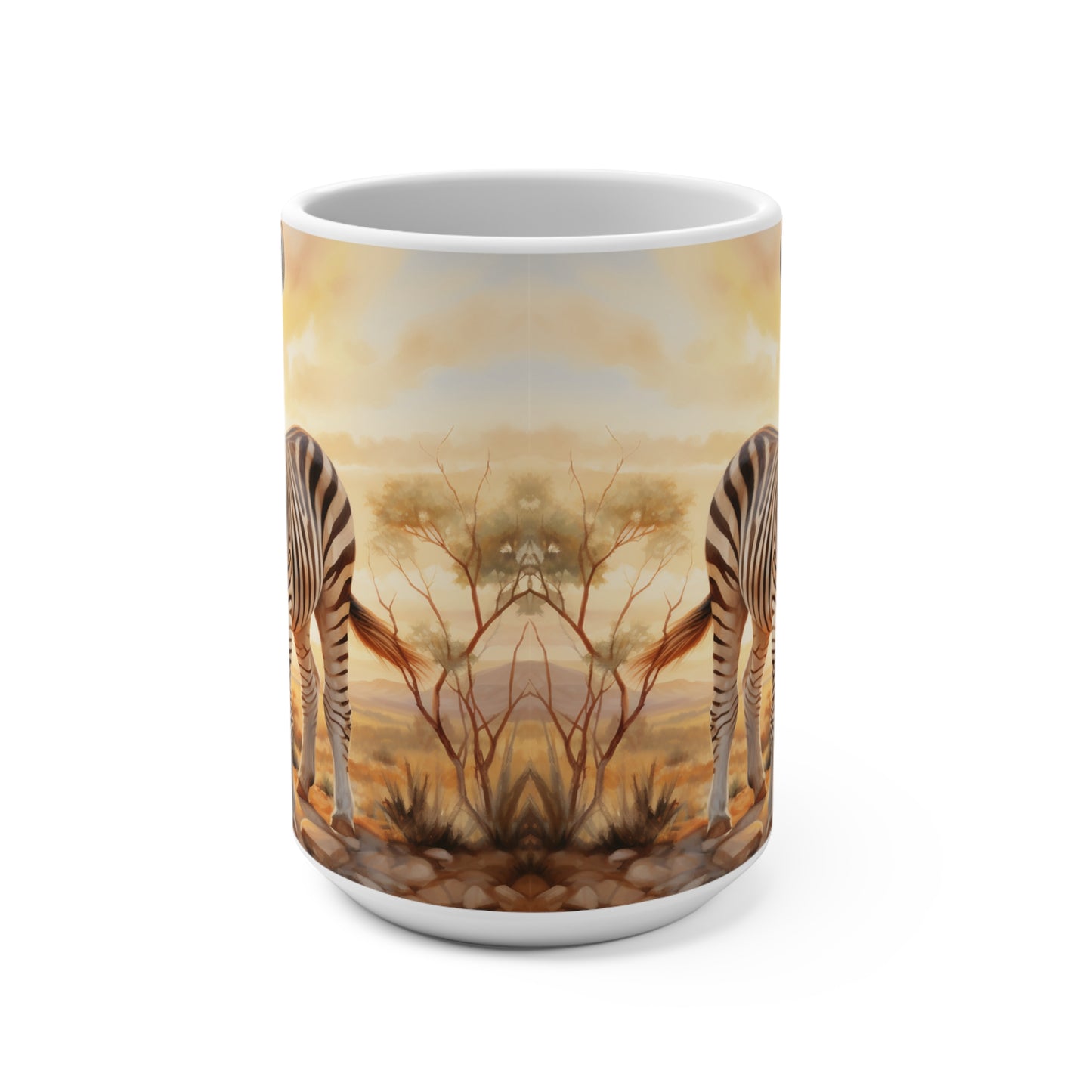 Baby Zebra Art Mug, African Safari Sunrise Coffee Cup, Wildlife Lover Gift, Unique Animal Illustration Drinkware, Unique Gift Idea, Mug 15oz