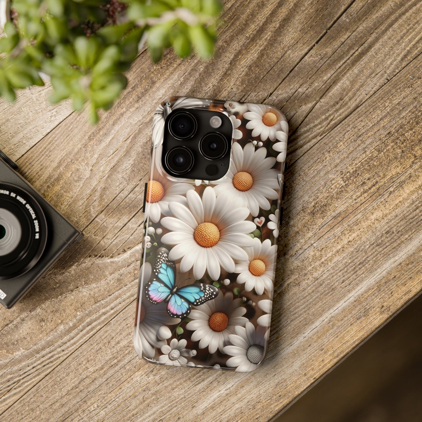 Butterflies, Leopard Print & Daisies Digital print Design Tough Phone Case compatible with a large variety of iPhone models,Gift, Phone Case