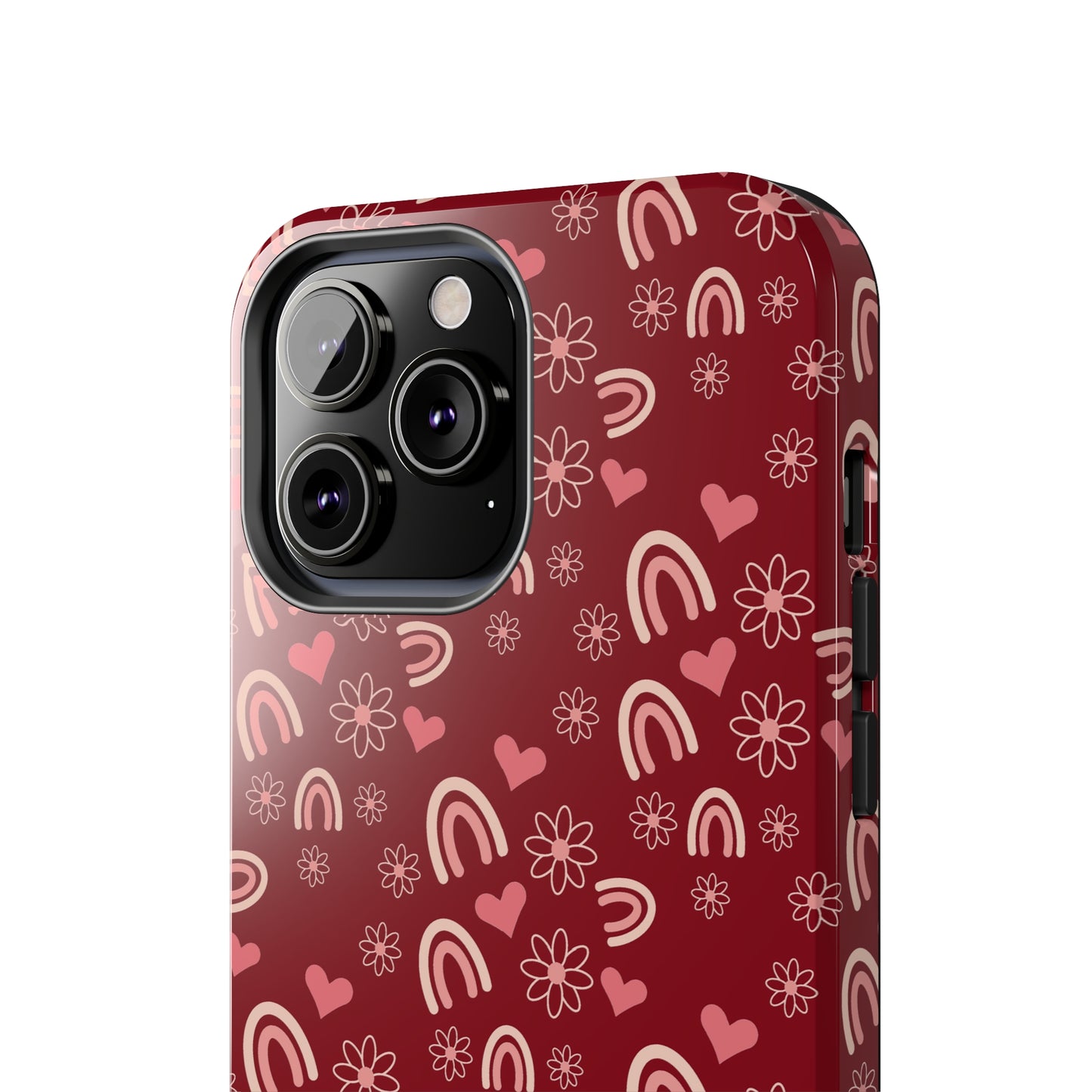 Red Boho2 Rainbow print Design Tough Phone Case compatible with a large variety of iPhone models, Gift, Phone Case