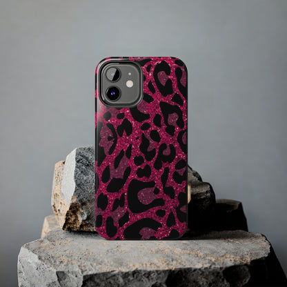 Pink and Black Leopard Design Phone Case- Lightweight, Impact Resistant Cover for iPhone 6, 6s, 12, 13, 14, 15