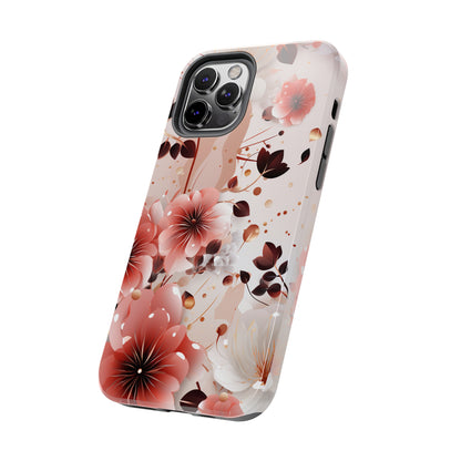 Pretty Pink & White Flowers Pattern Design Tough Phone Case compatible with a large variety of iPhone models, Gift, Phone Case