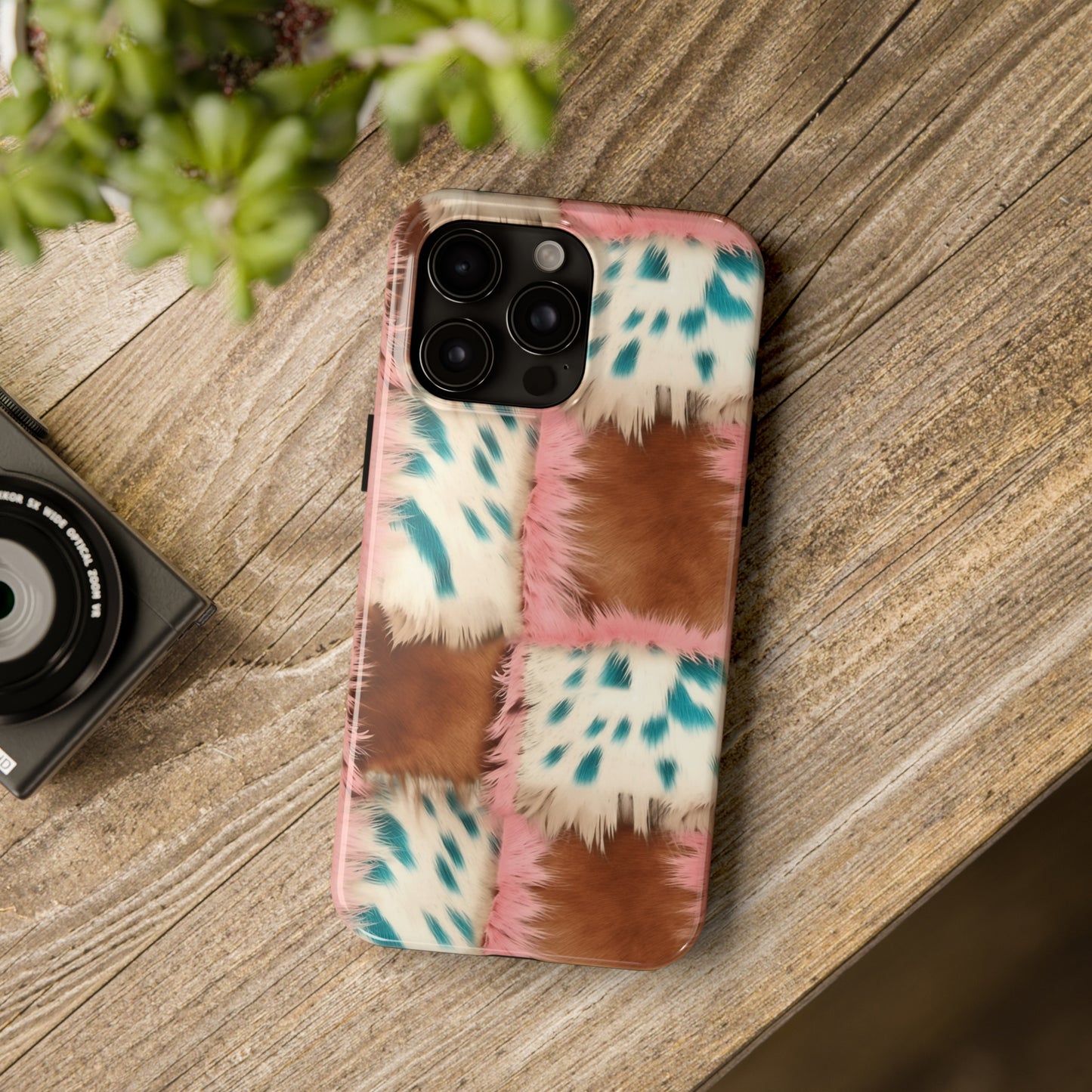 Modern Cowgirl Cowhide Design Pattern Print Tough Phone Case compatible with a large variety of phone models, Phone Case, Gift