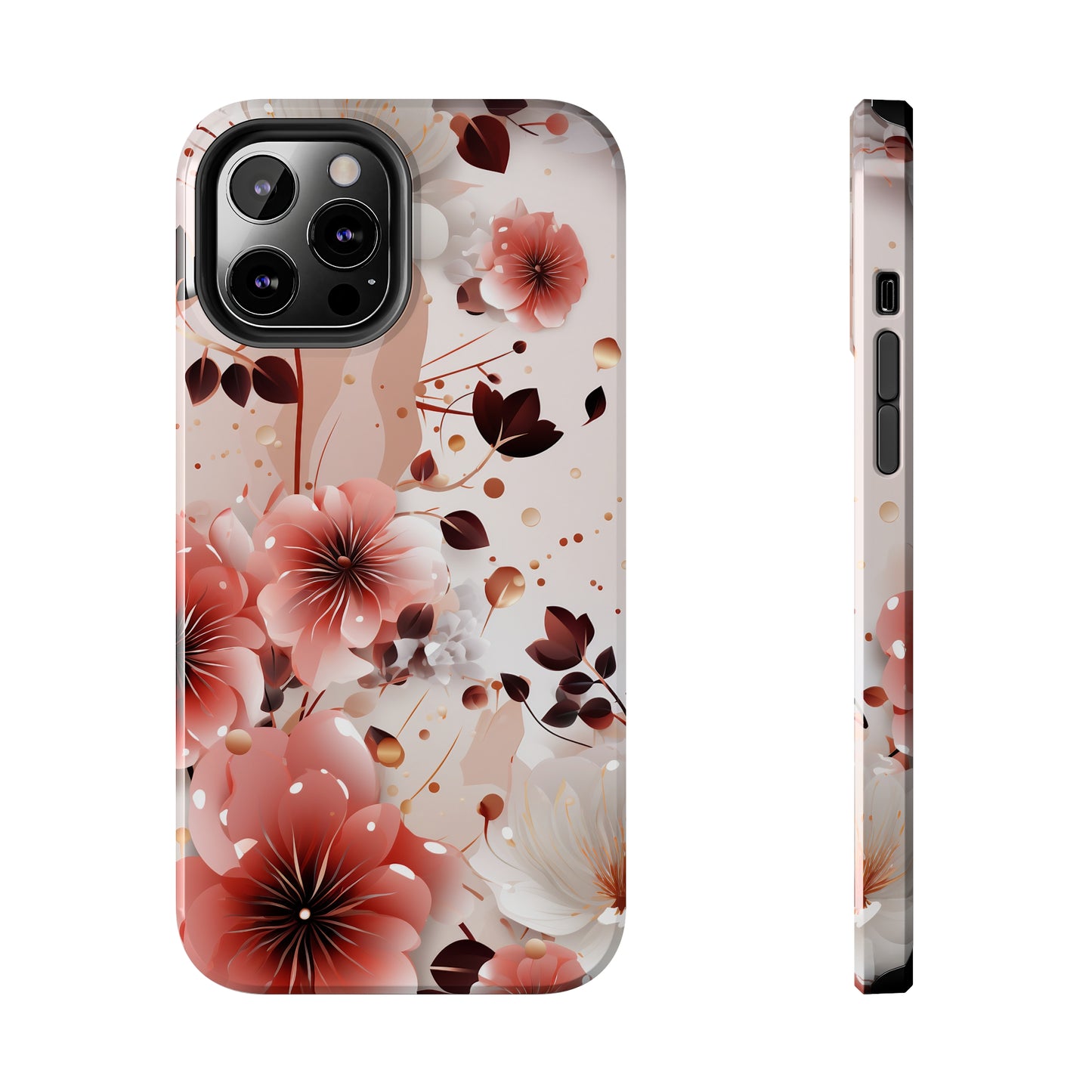 Pretty Pink & White Flowers Pattern Design Tough Phone Case compatible with a large variety of iPhone models, Gift, Phone Case