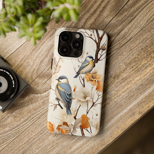 Dried Flowers and Birds Digital print Design Tough Phone Case compatible with a large variety of iPhone models, Gift, Phone Case